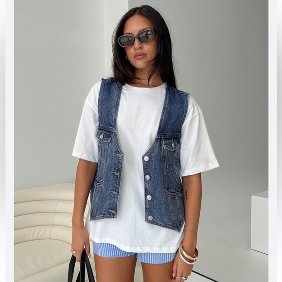 NWT Princess Polly Neils Oversized Denim Vest - Picture 4 of 6